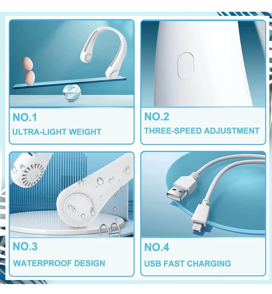 Portable Neck Fan Upgraded, USB Rechargeable Bladeless Fan - photo 3