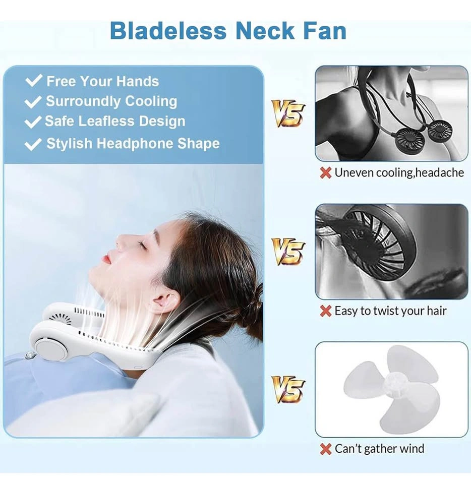 Portable Neck Fan Upgraded, USB Rechargeable Bladeless Fan - photo 5