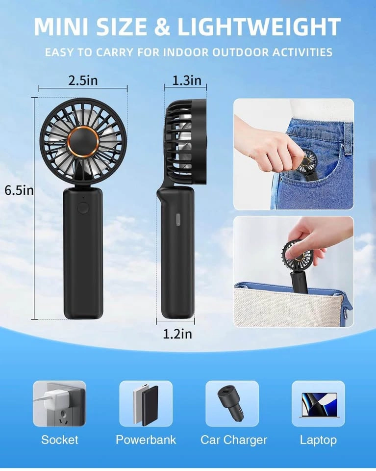Handheld Mini Fan, Portable Fans 180° Foldable, Small Desk Fan - photo 2