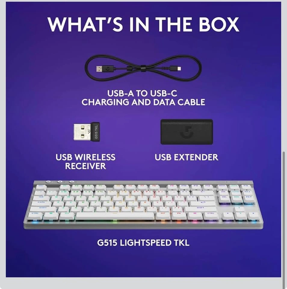 Logitech G515 TKL Wireless Gaming Keyboard - White - photo 5