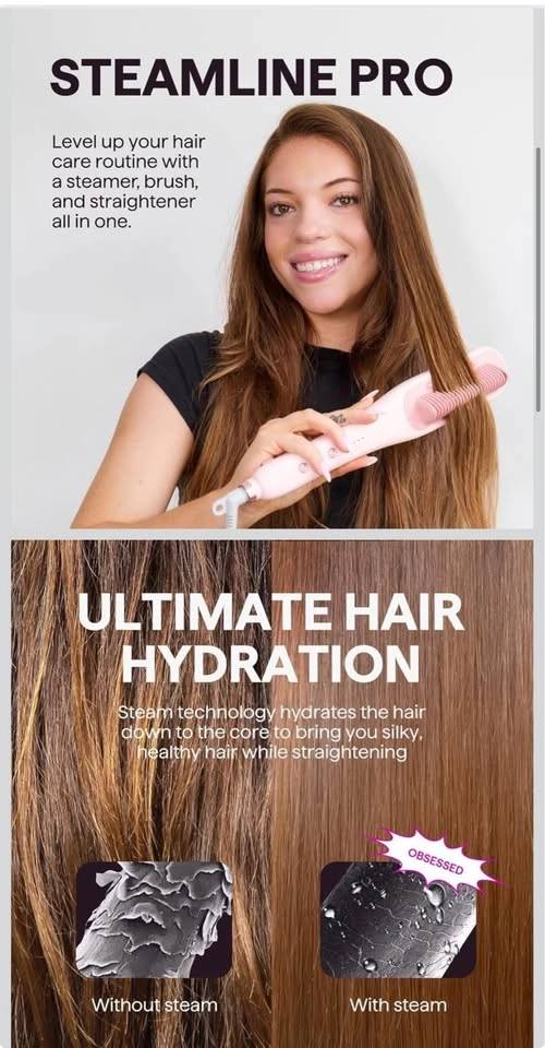Wavytalk Steam Straightener, Steamline Pro 3 in 1 Brush - photo 2