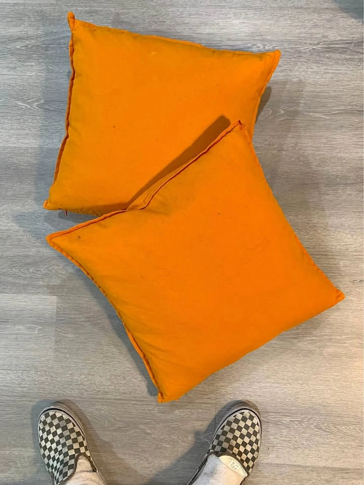 Set of 2 Orange Throw Pillows