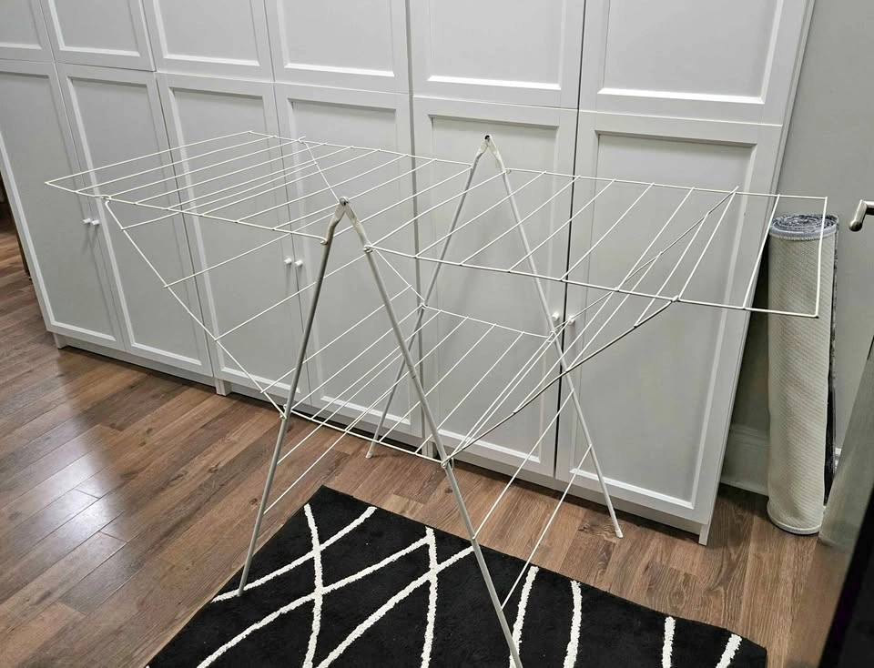 White Metal Folding Laundry Drying Rack