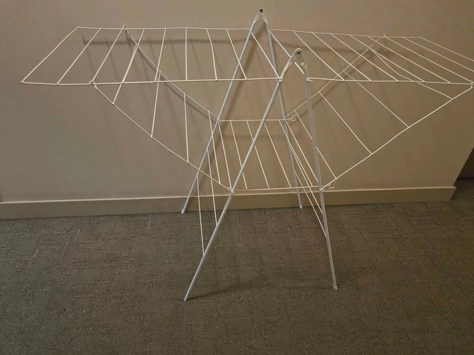 White Metal Folding Laundry Drying Rack - photo 2