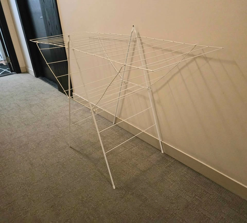 White Metal Folding Laundry Drying Rack - photo 3