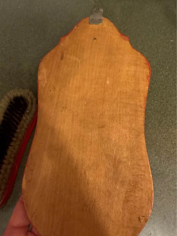 Vintage Wooden Shoe Brush With Wall Holder Norwegian Handmade - photo 4