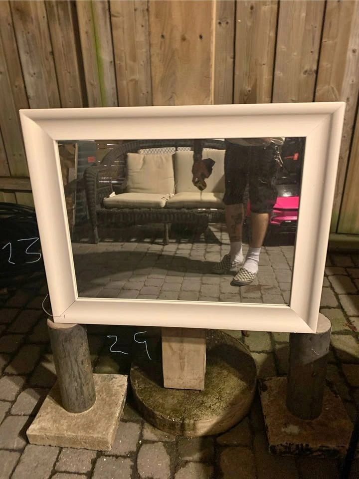 White Framed Rectangular Wall Mirror