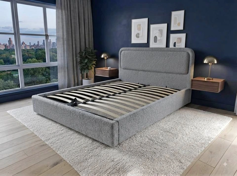 Upholstered Bouclé Platform Bed Frame