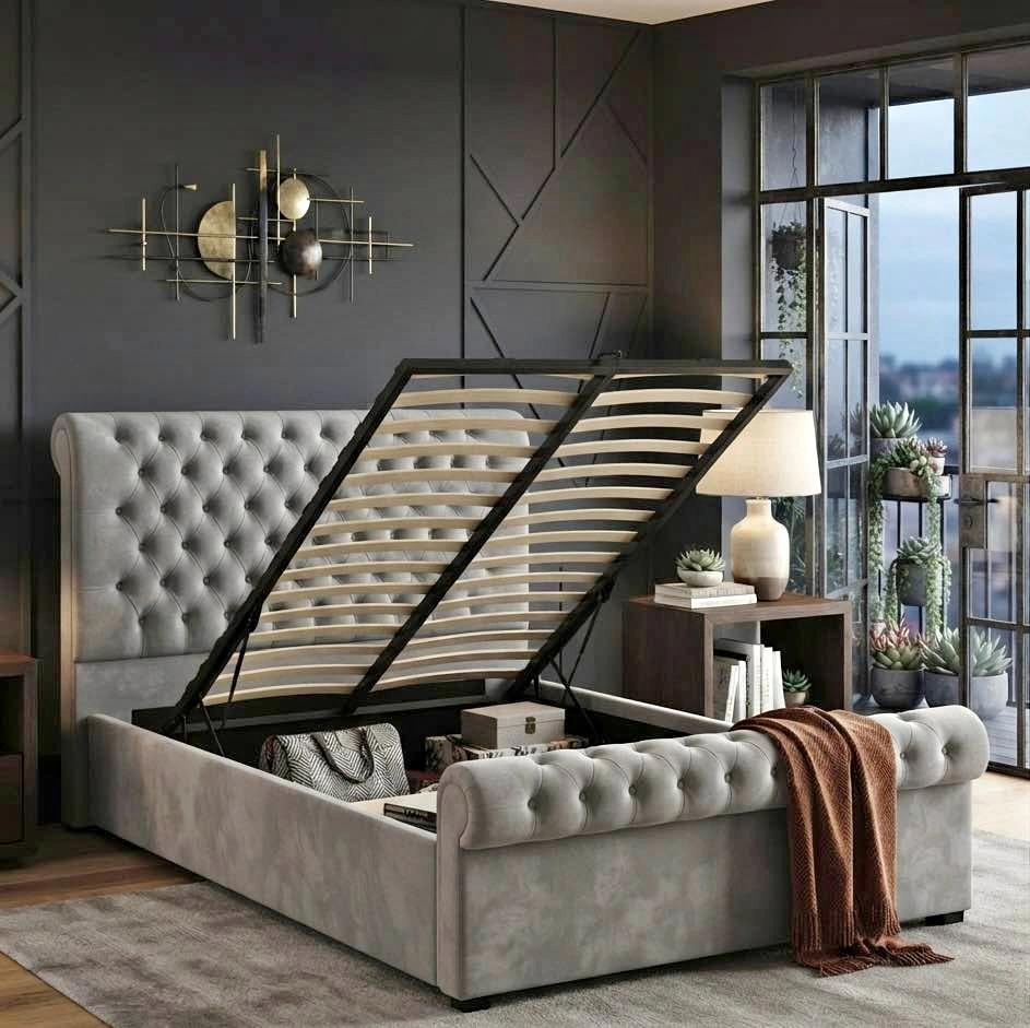 Brand New - Grey Velvet King Bed