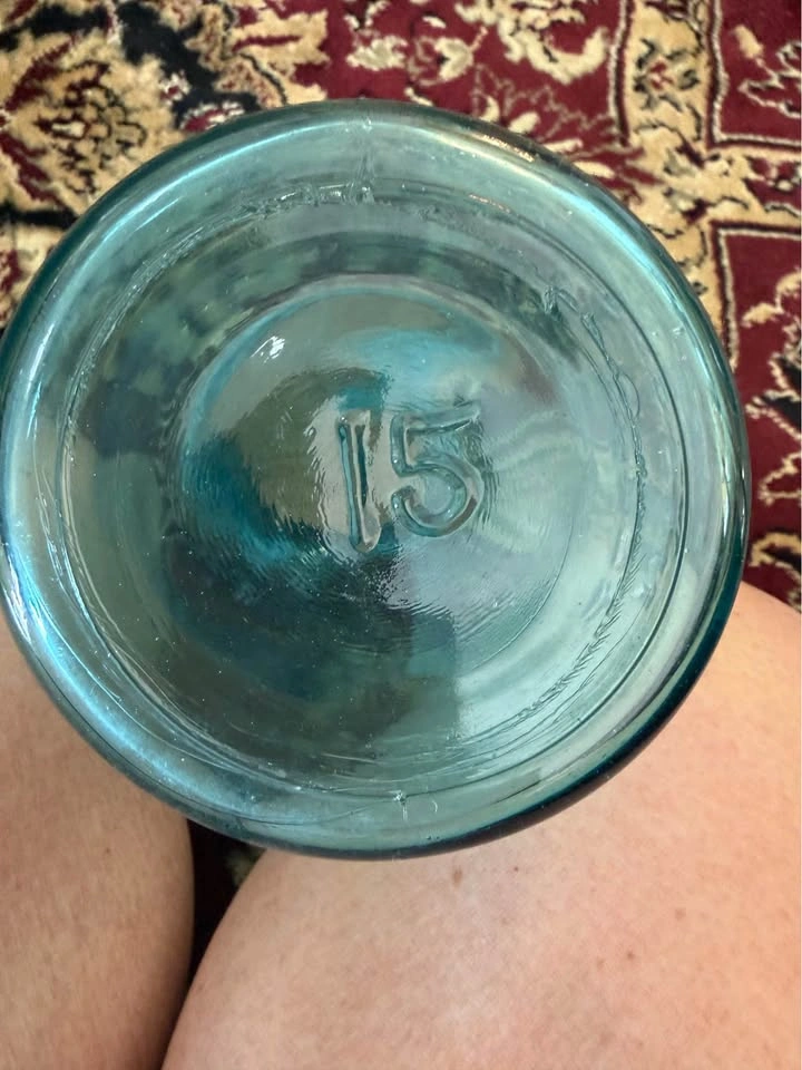 14 Vintage Ball Mason Jar Antique Blue Glass Wood Lids - photo 5