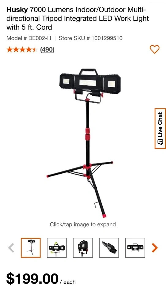 Husky 7000 Lumens LED Tripod Work Light