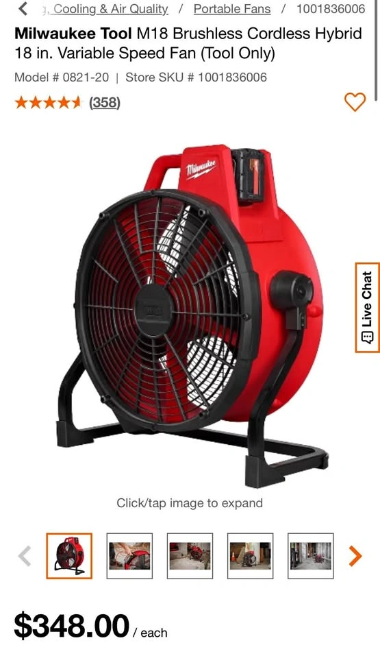 Milwaukee M18 Brushless Cordless 18 in. Variable Speed Fan