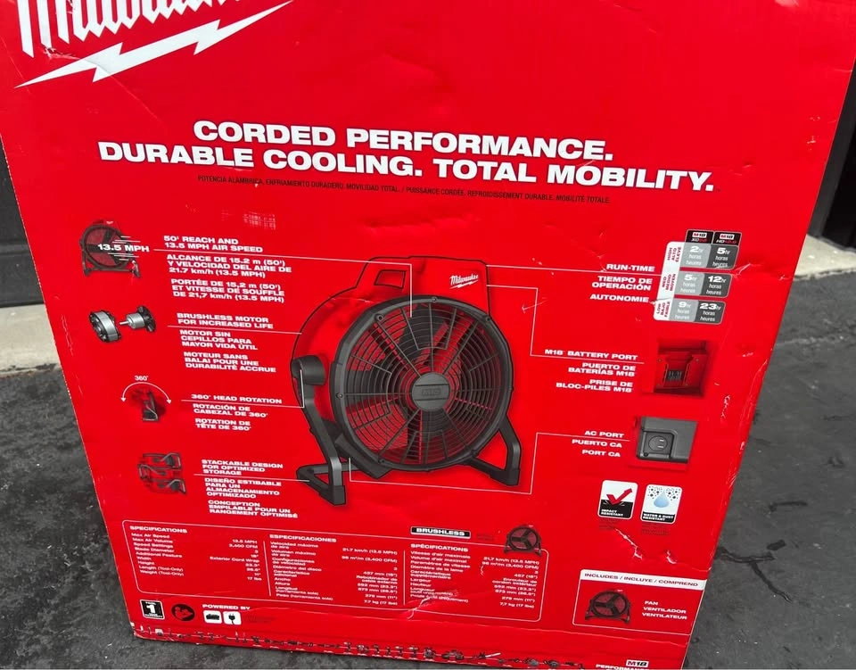 Milwaukee M18 Brushless Cordless 18 in. Variable Speed Fan - photo 4