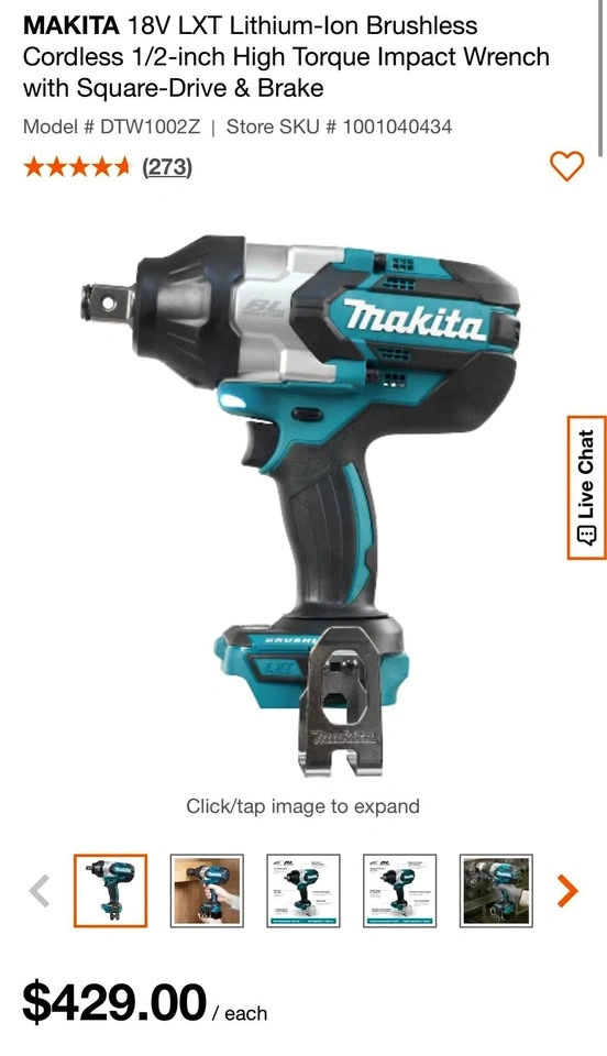 MAKITA 18V LXT 1/2-inch High Torque Impact Wrench