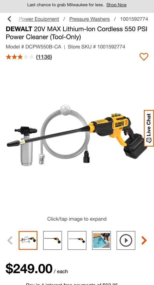 DEWALT 550 PSI Power Cleaner (Tool-Only)