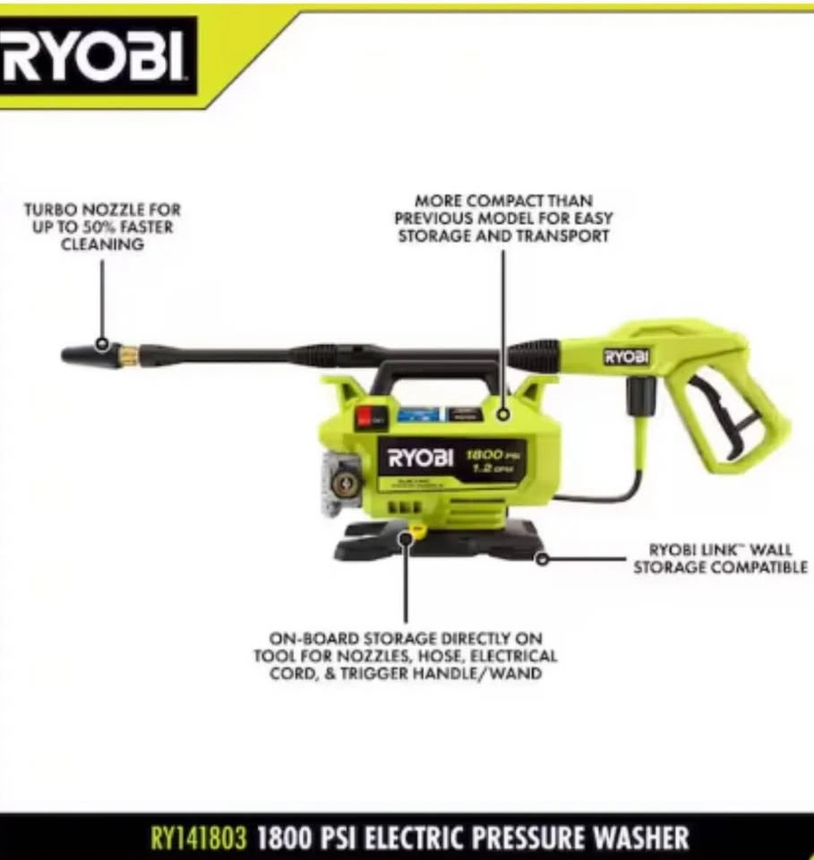 RYOBI 1800 PSI Electric Pressure Washer - photo 3