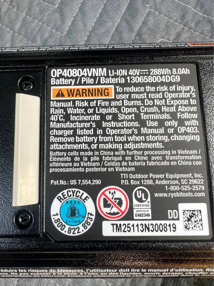 RYOBI 40V Lithium-Ion 8.0 Ah High Capacity Battery - photo 4
