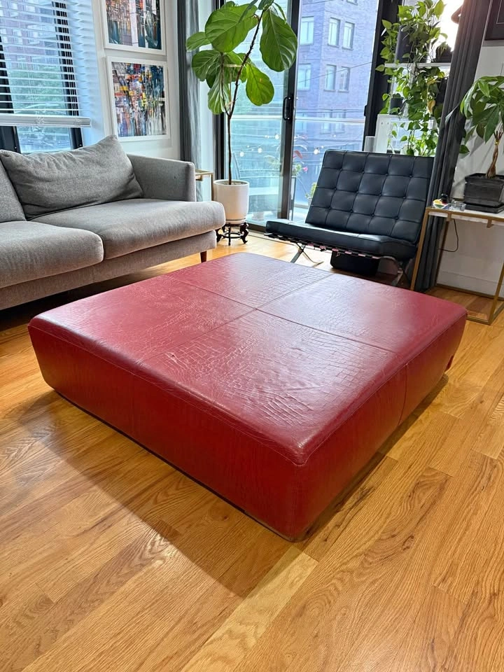 Fendi Red Leather Ottoman