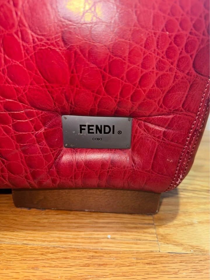 Fendi Red Leather Ottoman - photo 2