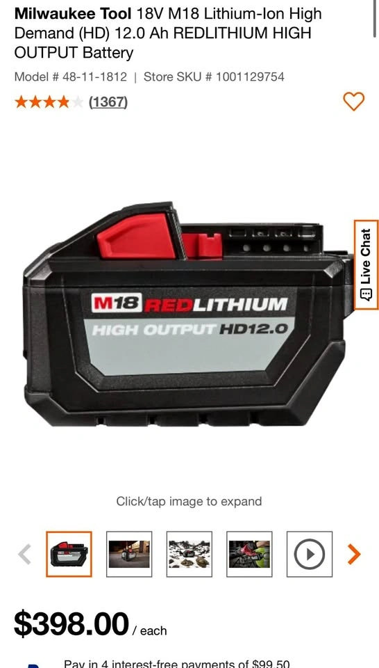 Milwaukee battery 18V (HD) 12.0 Ah