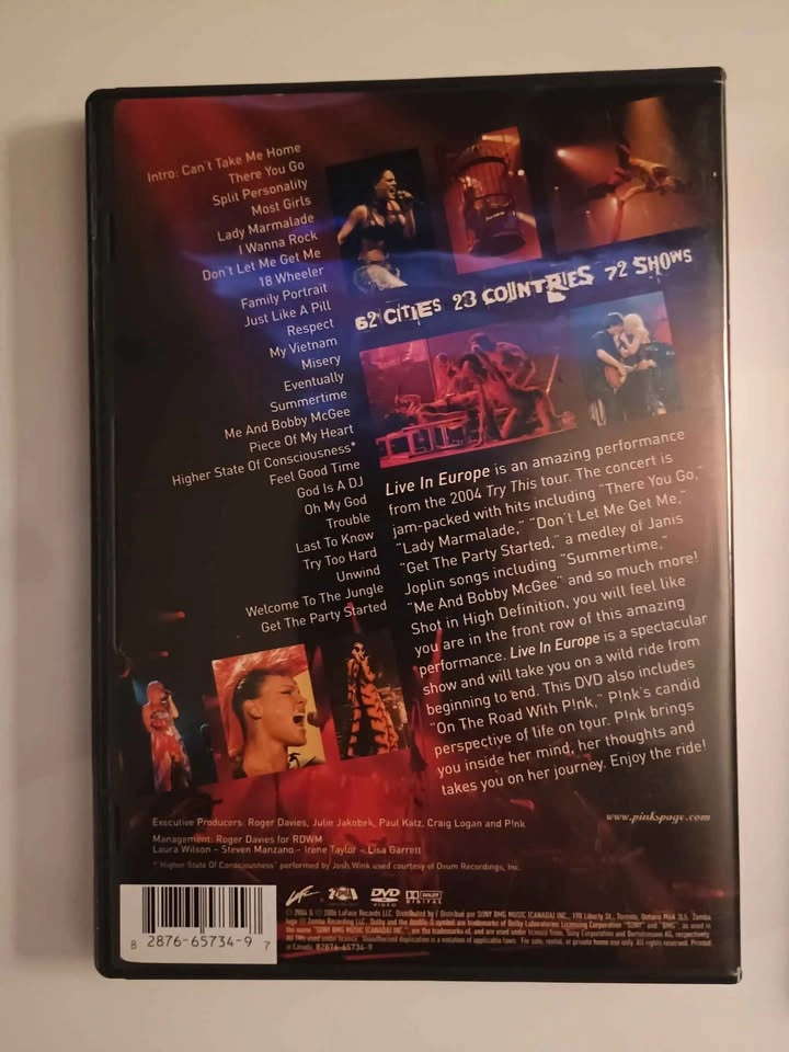 Pink live from Wembley arena dvd and live in Europe dvd set - photo 3