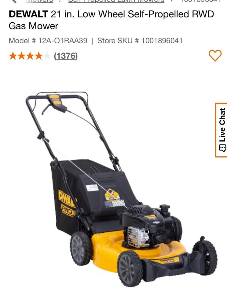 DEWALT 21 in. Low Wheel Self-Propelled RWD Gas Mower - photo 4