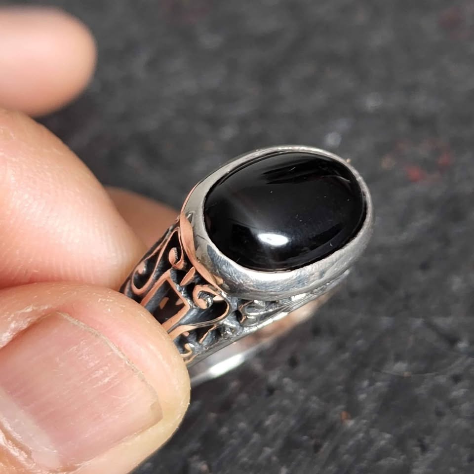 Onyx 925 sterling silver ring - size 7.5 - photo 3
