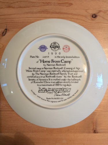 Norman Rockwell Home From Camp Collector Plate 1990 COA 8.5" - photo 2