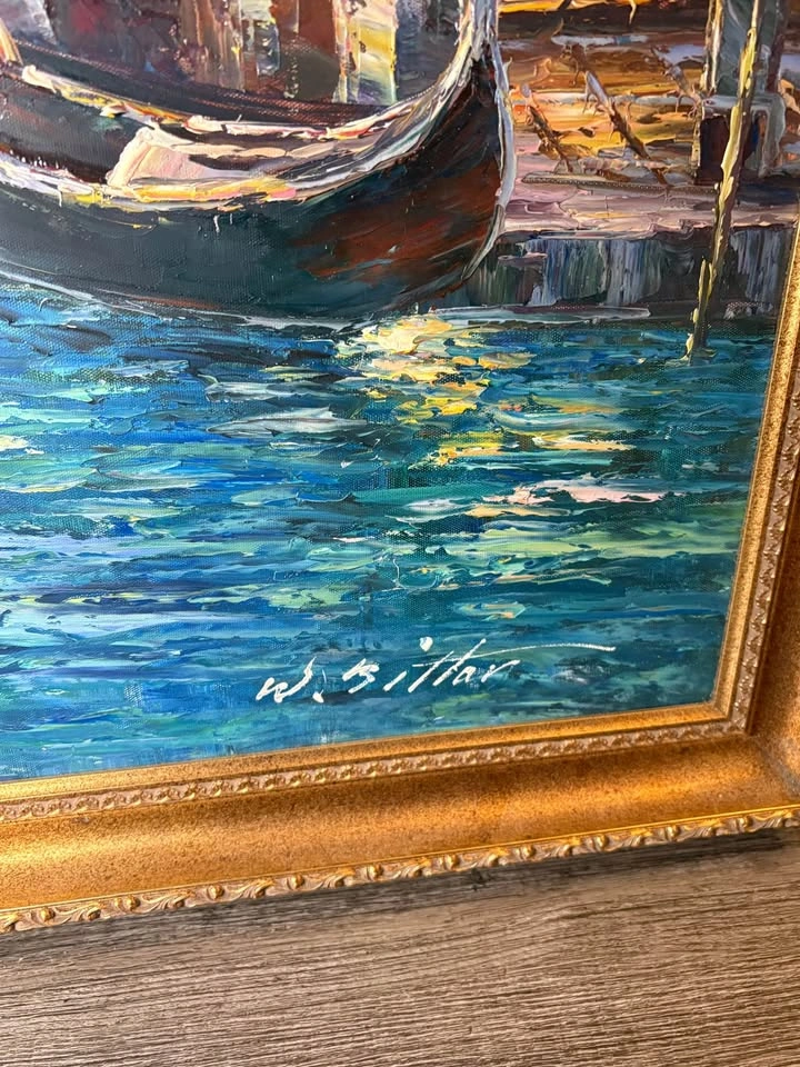 Large Framed Venice Painting - photo 3