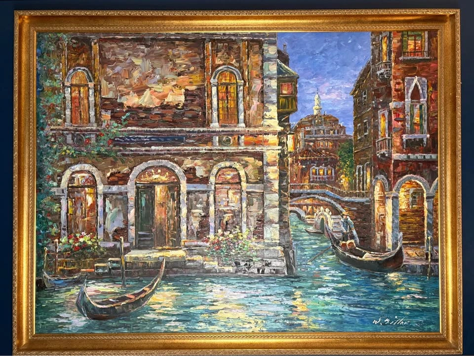 Large Framed Venice Painting - photo 4