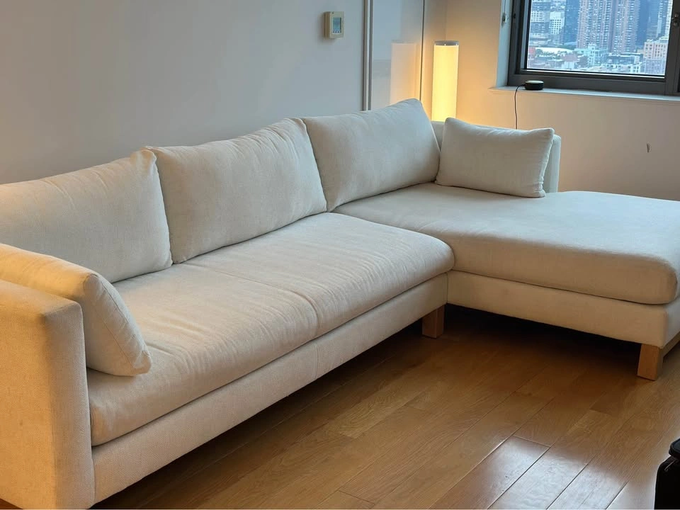 Crate & Barrel White Sectional Couch - photo 2