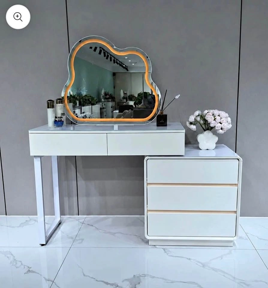 White Vanity Desk w/ LED Mirror