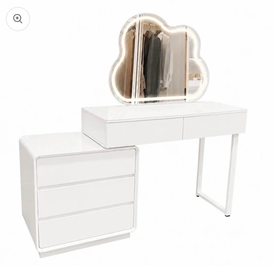 White Vanity Desk w/ LED Mirror - photo 2