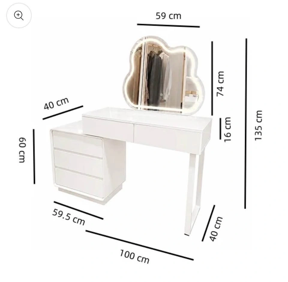 White Vanity Desk w/ LED Mirror - photo 3