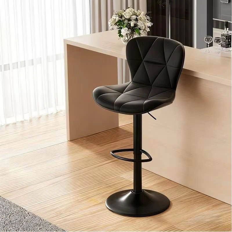 Modern Quilted Faux Leather Adjustable Swivel Bar Stool - photo 3