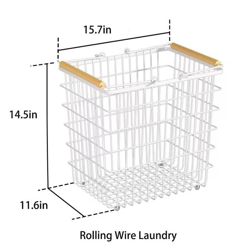 Two-Tier White Laundry Basket with Wheels - photo 3