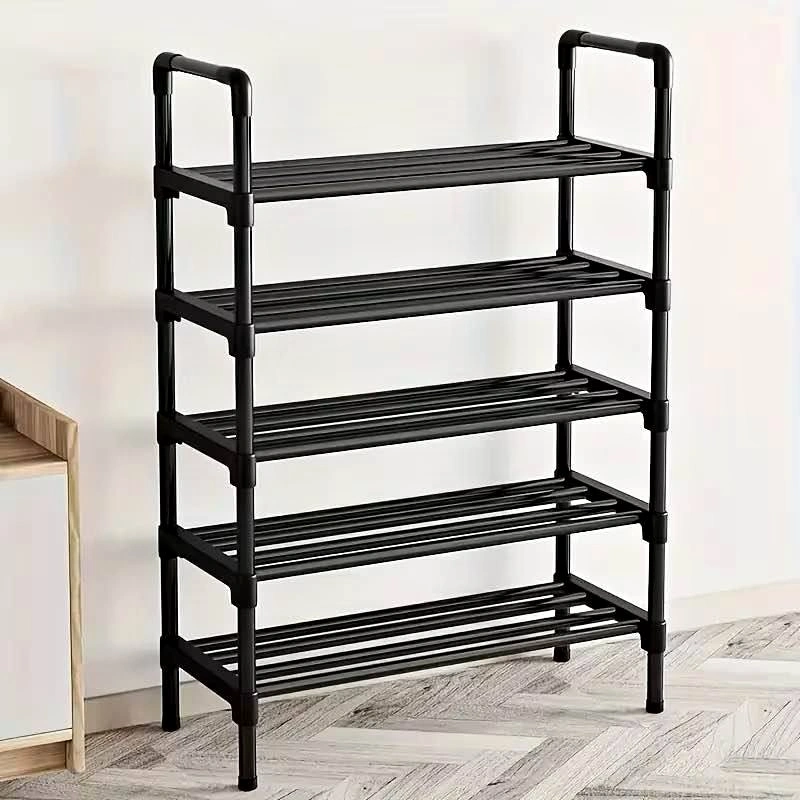 5-Tier Black Metal Shoe Rack
