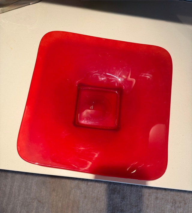 Modern Vibrant Red Glass Centerpiece Display Bowl - photo 3