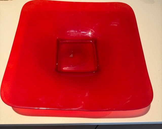 Modern Vibrant Red Glass Centerpiece Display Bowl - photo 4
