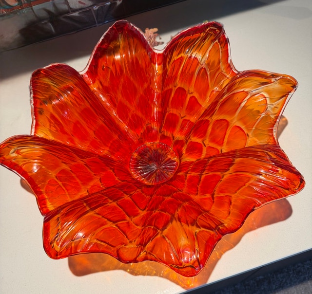 Art Glass Flower bowl - Red/ Amber - photo 2