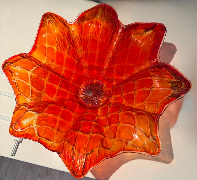 Art Glass Flower bowl - Red/ Amber - photo 5