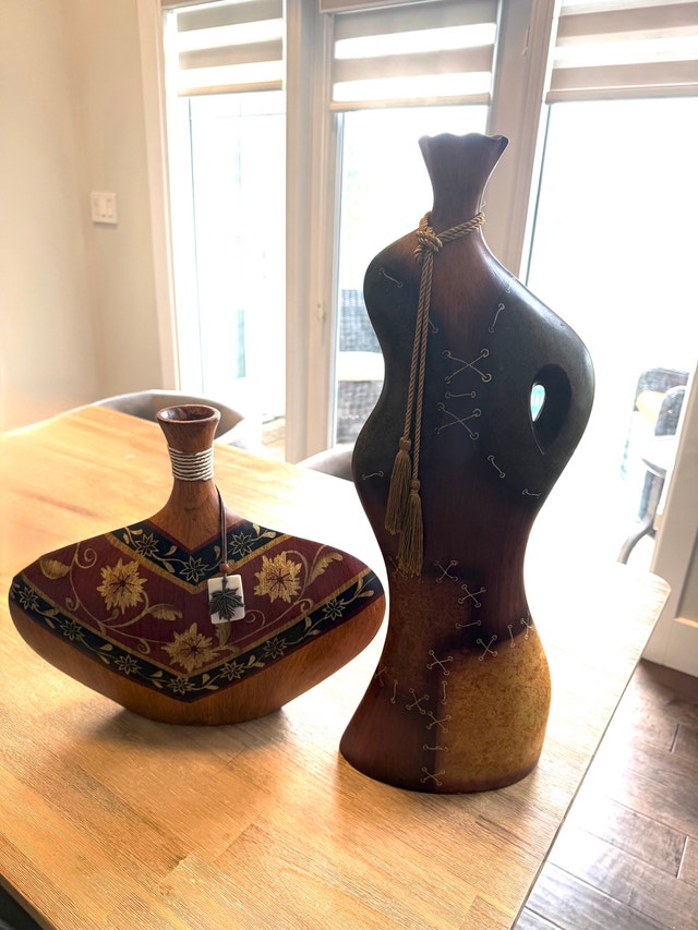 Carved Wooden Art Vases (Set Of 2) - photo 4
