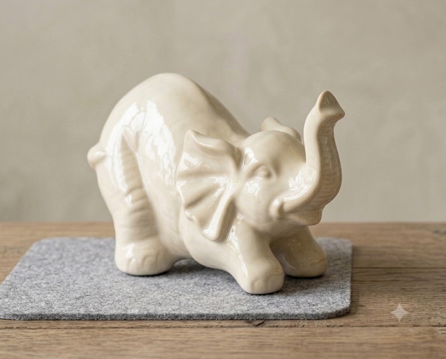 Cream ceramic elephant decor