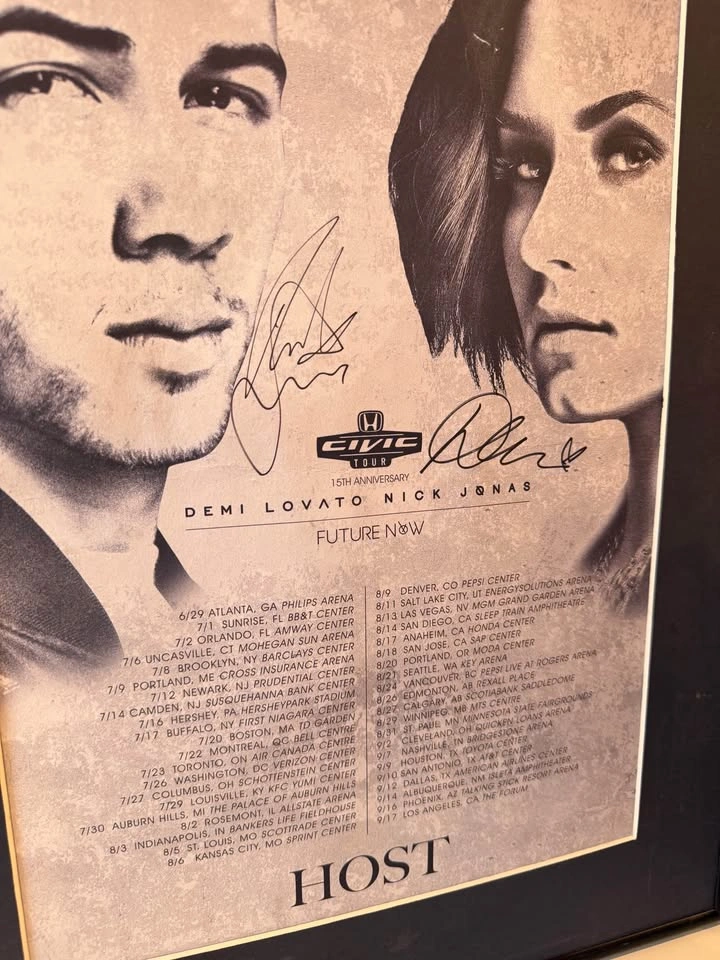 Demi Lovato & Nick Jonas Future Now Tour Signed Poster - photo 2