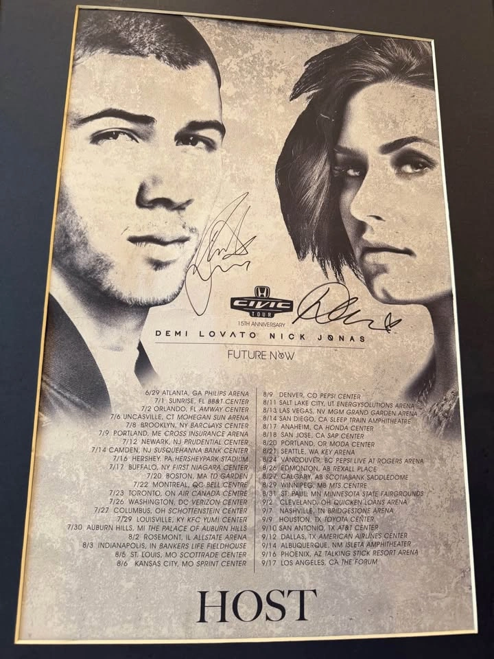 Demi Lovato & Nick Jonas Future Now Tour Signed Poster - photo 3