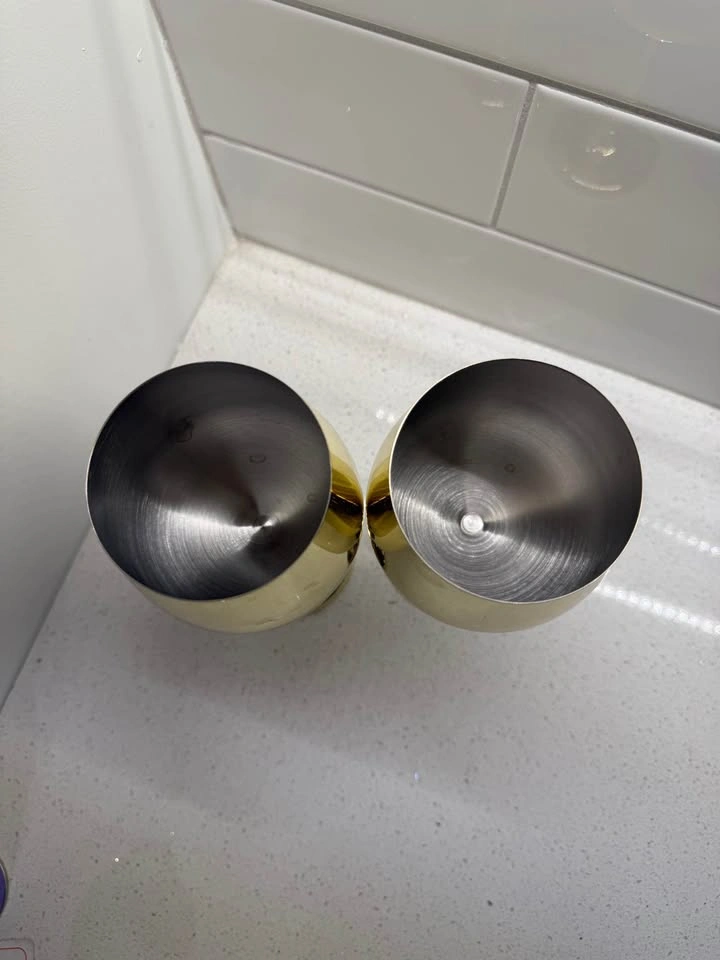 Gold Stainless Steel Wine Glasses - Set of 2 - photo 4