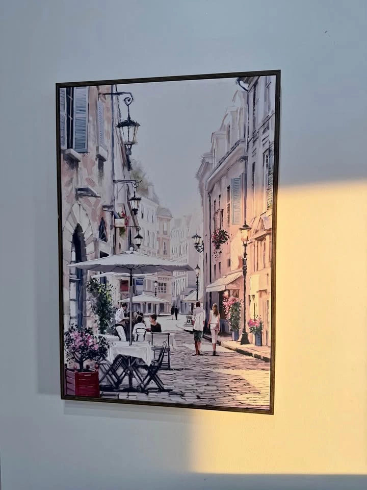 European Street Scene Framed Canvas Wall Art