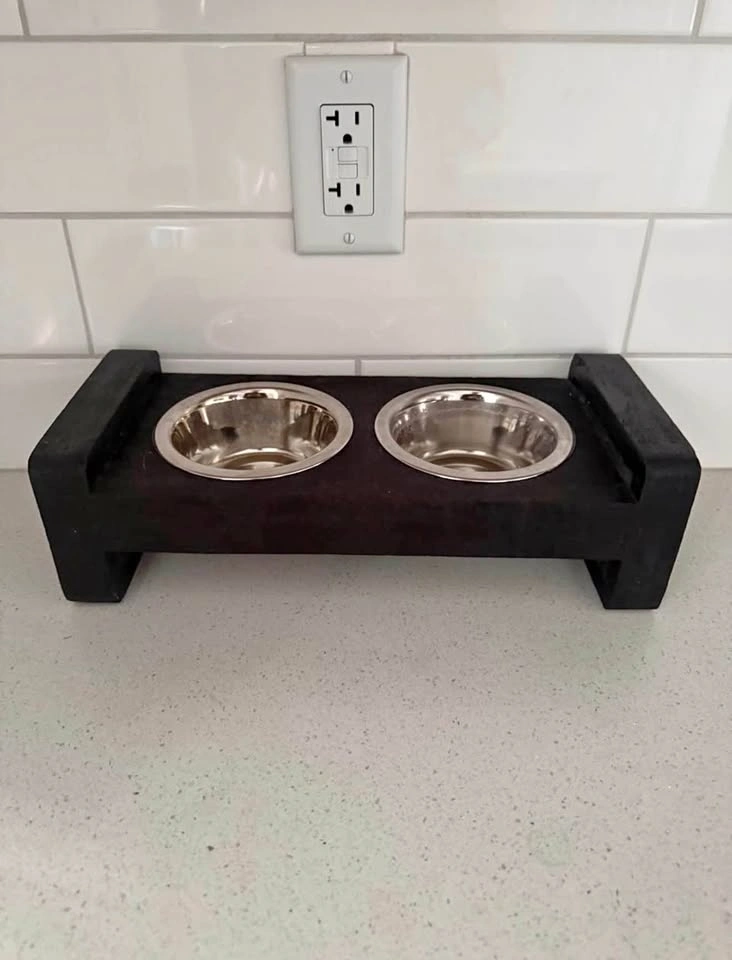 Elevated Wooden Pet Feeder with Stainless Steel Bowls