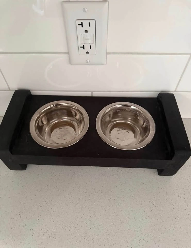 Elevated Wooden Pet Feeder with Stainless Steel Bowls - photo 2
