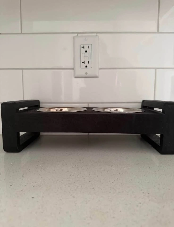Elevated Wooden Pet Feeder with Stainless Steel Bowls - photo 3